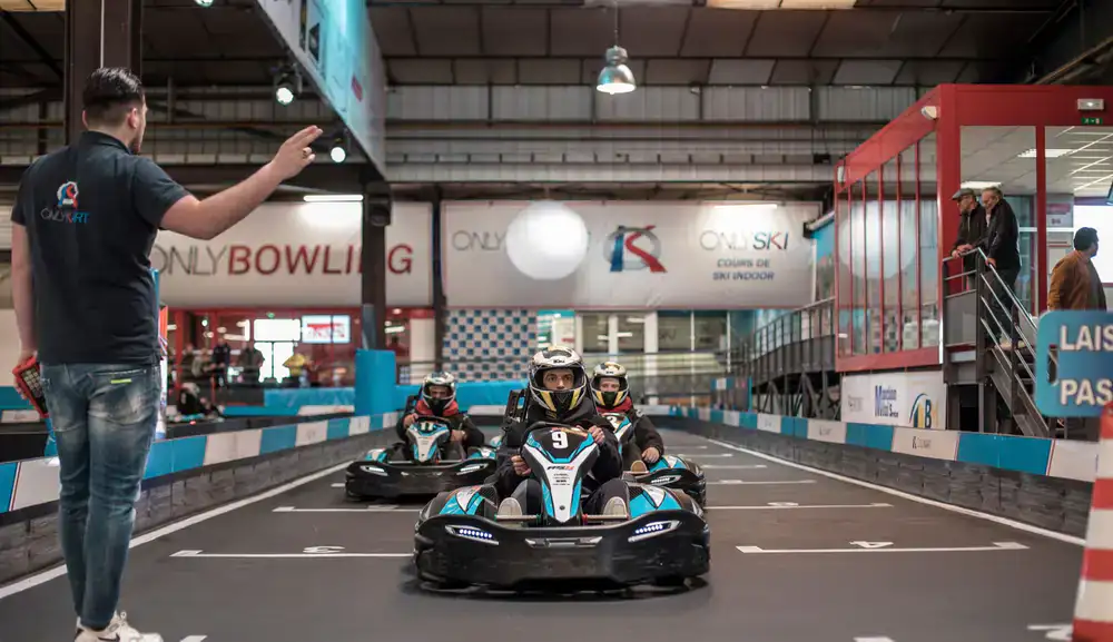 Corporate team event at the electric karting track