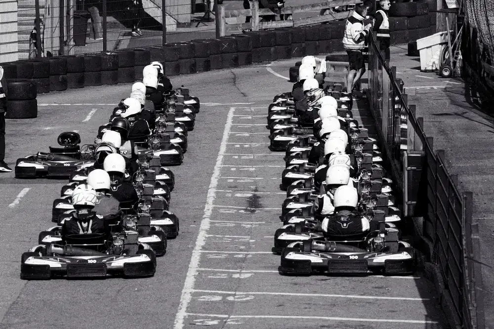 Drivers lined up on the starting grid